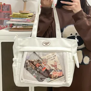 Sac Ita Japonais Mignon Fenêtre Transparente Grande Capacité Sac d'École Étudiant Décontracté Sac Bandoulière
