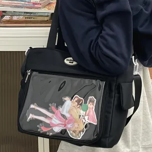 Sac ita transparent mignon japonais grande capacité en toile sac d'école bandoulière pour étudiants