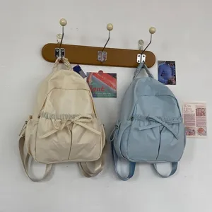 Coreaanse stijl nylon rugzak met schattige strik en trekkoord voor dagelijks gebruik
