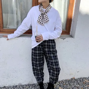 Sciarpa in seta con pois francese foulard lungo a nastro di gelso elegante per donna