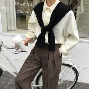 Women solid color knit shawl fake sleeve stylish versatile spring summer clothing accessory