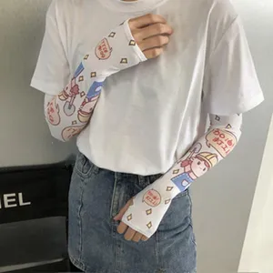 Sommer Eisside Sonnenschutz Armstulpen mit süßem Cartoon-Druck, atmungsaktive Outdoor Ärmel.