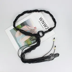 Women Fashion Woven Lace Waist Chain PU Leather Tassel Beaded Belt For Casual Dress Jeans Decorative Waistband