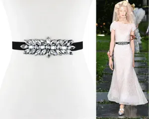Damen Strass elastischer Taillengürtel Kristall für Kleid Stretch dekorativer Bund