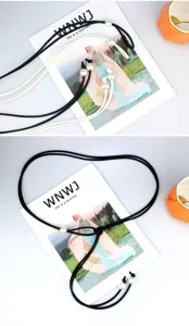 Cintura sottile in corda di pelle con perle per donna accessorio da vita regolabile.