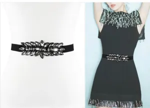 Damen elastischer Strass Taillengürtel Mode Kleid Korsett Gürtel glänzendes Kristall Zubehör.