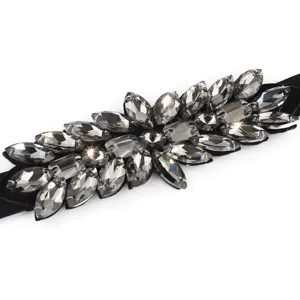Damen Strass elastischer Taillengürtel glänzender Kristall Kleid dekorativer Bund elegant.