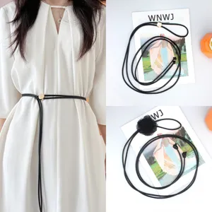 Cintura Sottile da Donna in Similpelle a Corda Regolabile Morbida Cordino Con Fibbia in Metallo Fiore in Tessuto Decorazioni con Perle Artificiali per Vestito Camicia Accessori per Decorazione Terapeutica Quotidiana Festa