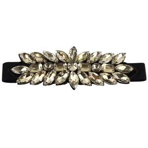 Damen Strass elastischer Taillengürtel Kristall für Kleid dekoratives Stretch Taillenband