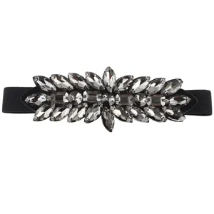 Damen Strass elastischer Taillengürtel Kristall Kleid Gürtel elastisches Band chic
