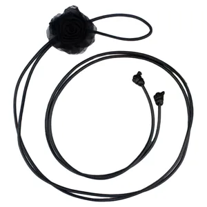 Cintura sottile in pelle nera con fiore accessorio per abito elegante corda regolabile