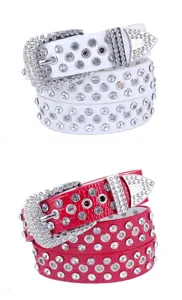 Ceinture strass femme luxe cristal western cuir taille mode scintillant brillant