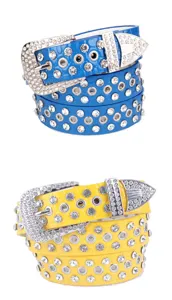 Ceinture en cuir strass mode femme luxe cristal bling ceinture taille gros jean décontracté