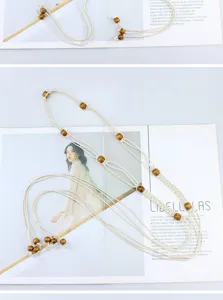 Boho geweven taille riem met houten kralen en kwastjes voor dames jurk trui decor