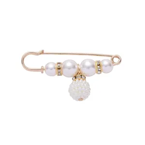 Pearl rhinestone safety pin brooch waist tightening buckle for jeans skirts elegant jewelry gift