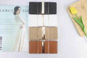 Cintura elástica ancha para mujer, hebilla de metal moderna en cuatro colores clásicos.