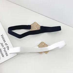 Cinturón de cintura elástico para mujer con hebilla decorativa de diamantes para vestidos elegantes.