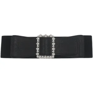 Ceinture corset large noire pour femme avec boucle perle cristal pour robes vue principale