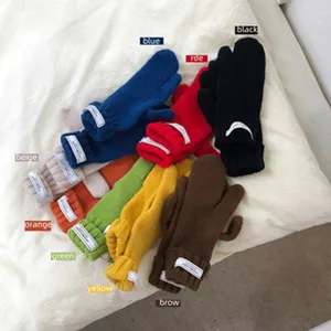 Koreanische einfarbige Winter Halb-Finger Strickhandschuhe warme Studenten Schreibhandschuhe