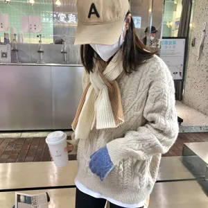 Winter warmer Strickschal koreanisch farbblockiert Kreuz vielseitiger kurzer Wollschal Damen