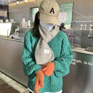 Gants en tricot hiver chaud couple couleur unie style mignon gants d'équitation orange mode hiver