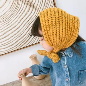 Kinder Winter gelb gestrickt Kopftuch koreanisch chic warm süß Baby Mütze Bekleidung