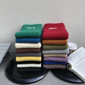 Koreanischer Stil bunte gestrickte Winterschal Set, dicker warmer Rippenwollschal