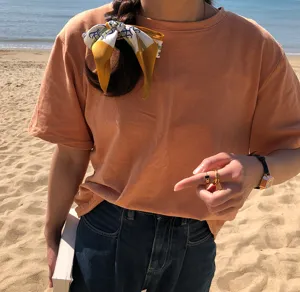 Foulard en soie pour cheveux et sac, petit ruban multifonctionnel style d'été élégant.