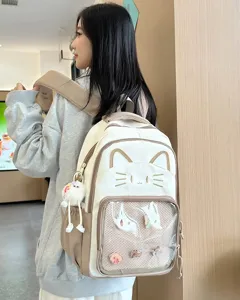Niedliche japanische Katzen Ita Tasche großer Kapazität Schüler Schulranzen transparent