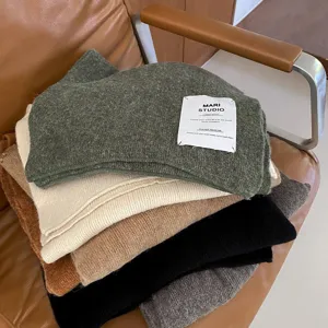 Winter einfarbiger Strickschal, weicher kuscheliger Wollschal mit Etikett, dicker warmer Schal.