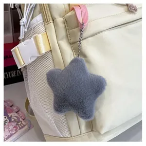 Zaino casual in tela con ciondolo a stella di peluche, pratico zaino giornaliero