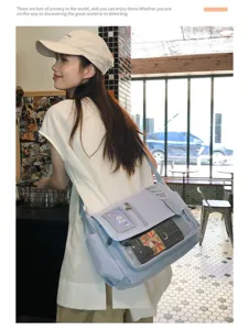 Cute Japanese style ita messenger bag with transparent window for cute daily student use.