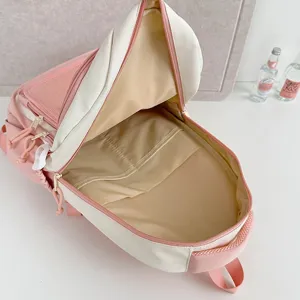 Rosa weißer Schüler Schulrucksack große Kapazität Ita Bag Innendesign Detailansicht.