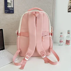 Süßer rosa Schüler Rucksack große Kapazität College Stil süßes Mädchen Freizeit Tasche Detail