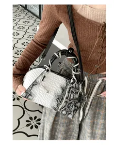 Elegante bolso de mano con motivo de serpiente, bolso de hombro retro chic para mujeres, tendencia.