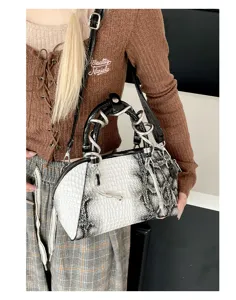 Bolso cruzado elegante con patrón de cocodrilo para mujer, bolso shell versátil de PU.