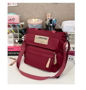 Bolso bandolera de lona para estudiantes, bolso de hombro casual para libros y uso diario.