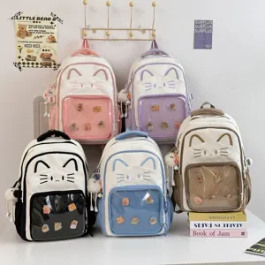 Japanischer transparenter Katzen Schulrucksack große Kapazität süße Schultasche Itabag