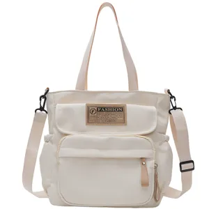 Bolso de lona multibolsillos bolso cruzado de hombro para estudiantes uso diario casual