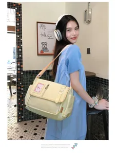 Japanese style cute ita messenger bag transparent pocket student canvas shoulder crossbody bag