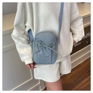 Japanese style simple waterproof nylon bow small crossbody bag casual shoulder bag for women