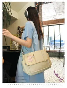 Japanese ins style cute messenger itabag canvas shoulder crossbody bag for student girls