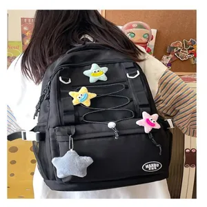 Zaino coreano multi-tasca con coulisse borsa da scuola casual versatile per studenti