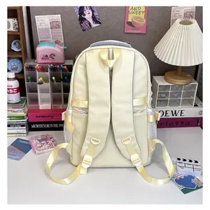 Zaino in stile coreano con tasche multiple e coulisse, casual e versatile per la scuola quotidiana