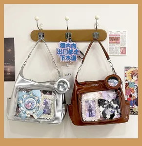 Clear window shoulder bag transparent ita bag tote bag casual handbag daily use