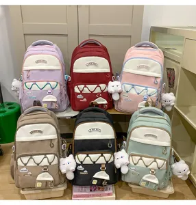 Mochila escolar bonita de gran capacidad para niñas, elegante bolso con bonito colgante.