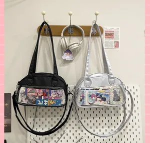 Clear window ita bag shoulder crossbody bag for anime merchandise display and daily wear