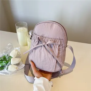 Japanese Minimalist Waterproof Nylon Bowknot Crossbody Bag Women Lightweight Casual Shoulder Bag Portable Cell Phone Pouch