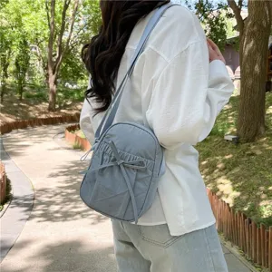 Japanese minimalist waterproof nylon bow crossbody bag casual lightweight shoulder bag for women