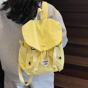 Japanese Minimalist Nylon Backpack Large Capacity School Travel Rucksack With Flap Cover Soft Casual Commuter Shoulder Bag For Women